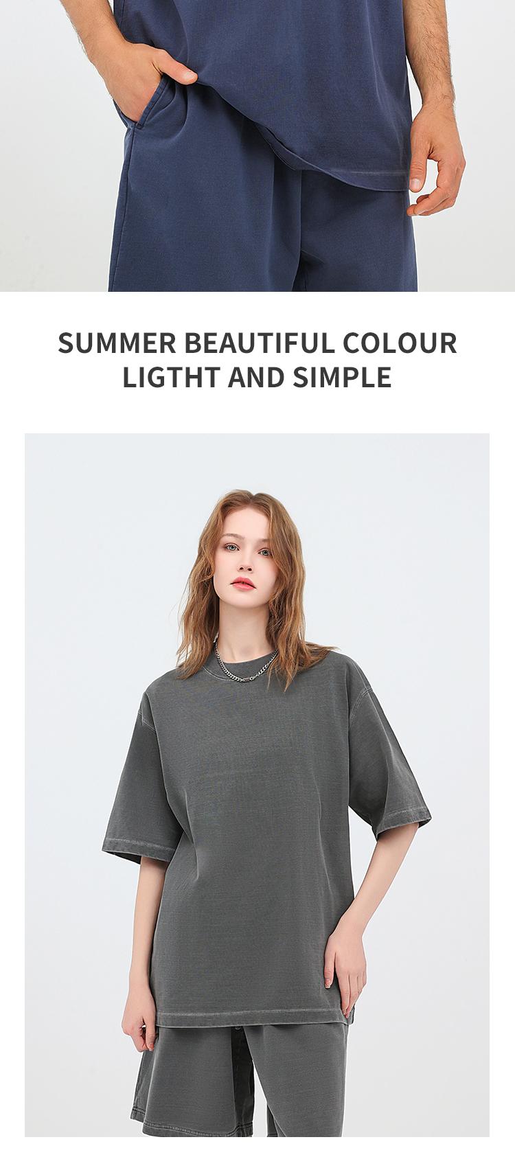 Washed cotton short-sleeved 260g/㎡ American street fashion brand men's and women's same style pure cotton short-sleeved T-shirt advertising shirt Men's casual cultural shirt fashionable, comfortable and breathable new top detail image 13