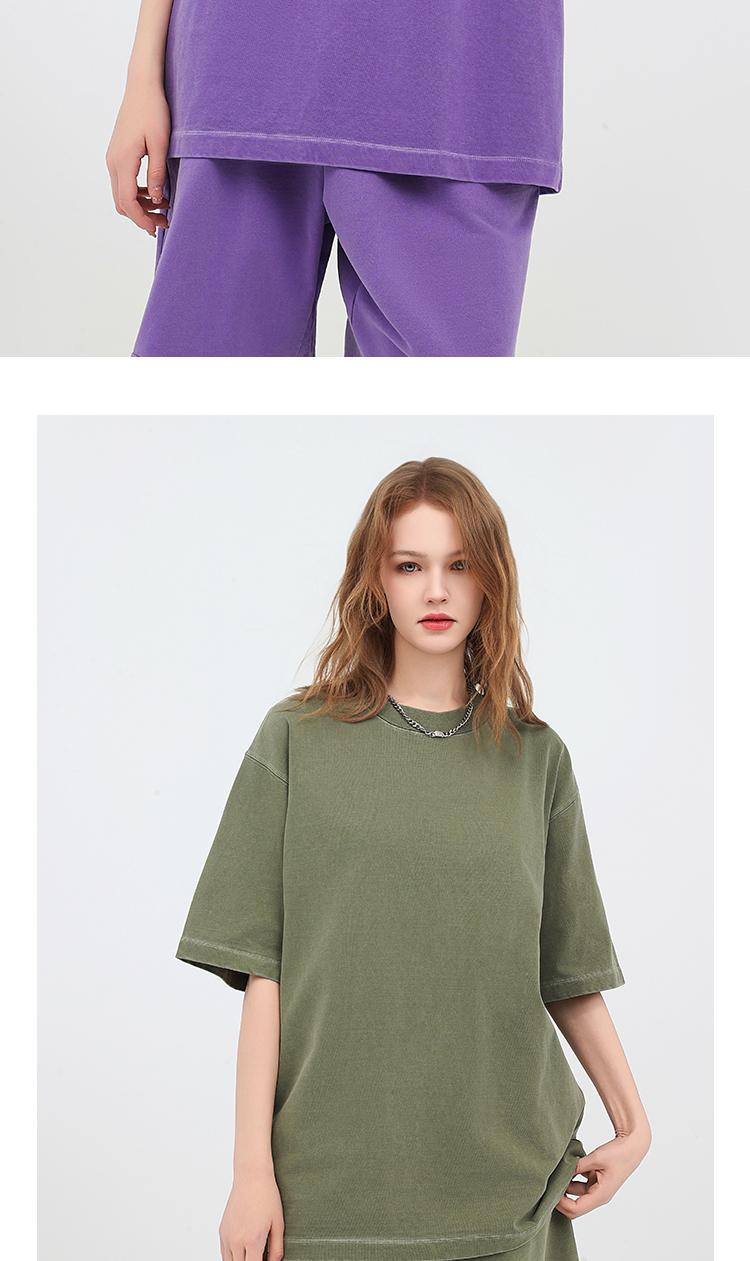 Washed cotton short-sleeved 260g/㎡ American street fashion brand men's and women's same style pure cotton short-sleeved T-shirt advertising shirt Men's casual cultural shirt fashionable, comfortable and breathable new top detail image 6