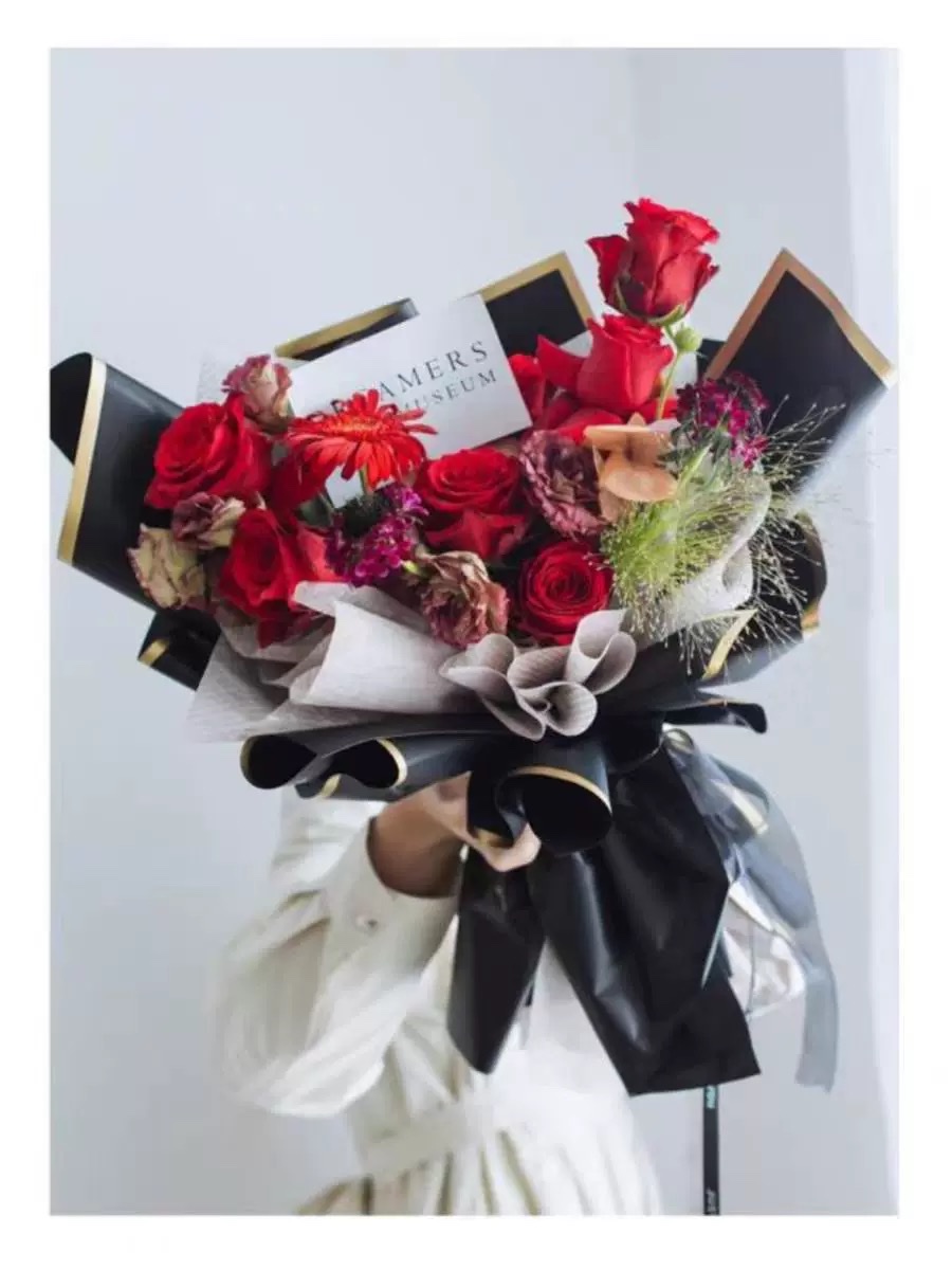 Pengfa Packaging Factory Store Meets Flower Packaging materials, Meets gold edge paper, solid color frame, Ouya paper, special flower wrapping paper for bouquets and flower shops, waterproof flower art wrapping paper, gift wrapping paper Specification image