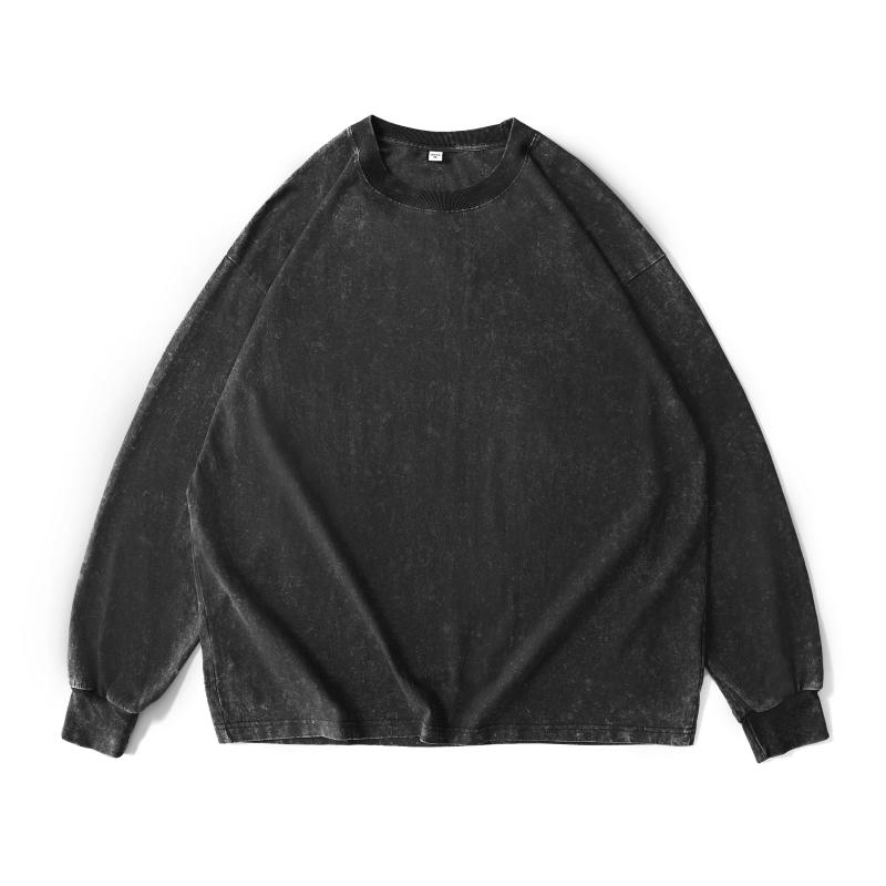 Washed cotton 230g/㎡ long-sleeved American street fashion brand men's and women's same style pure cotton long-sleeved T-shirt advertising shirt men's casual cultural shirt fashionable, comfortable and breathable new top detail image 3
