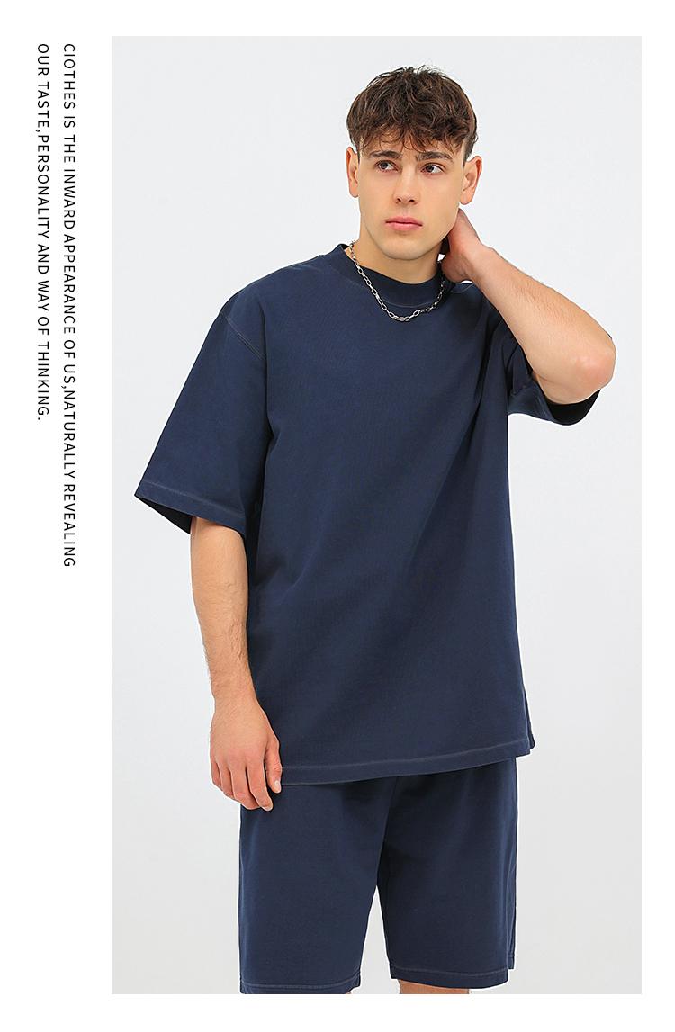 Washed cotton short-sleeved 260g/㎡ American street fashion brand men's and women's same style pure cotton short-sleeved T-shirt advertising shirt Men's casual cultural shirt fashionable, comfortable and breathable new top detail image 16