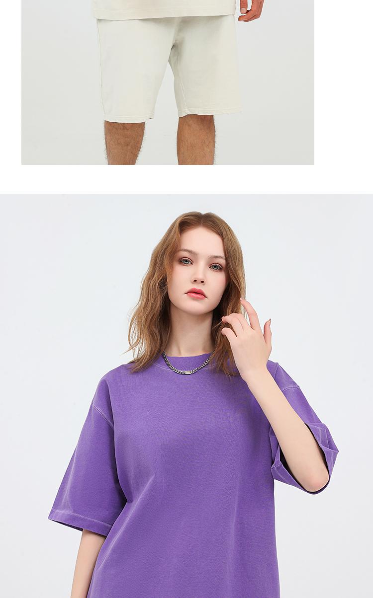 Washed cotton short-sleeved 260g/㎡ American street fashion brand men's and women's same style pure cotton short-sleeved T-shirt advertising shirt Men's casual cultural shirt fashionable, comfortable and breathable new top detail image 5