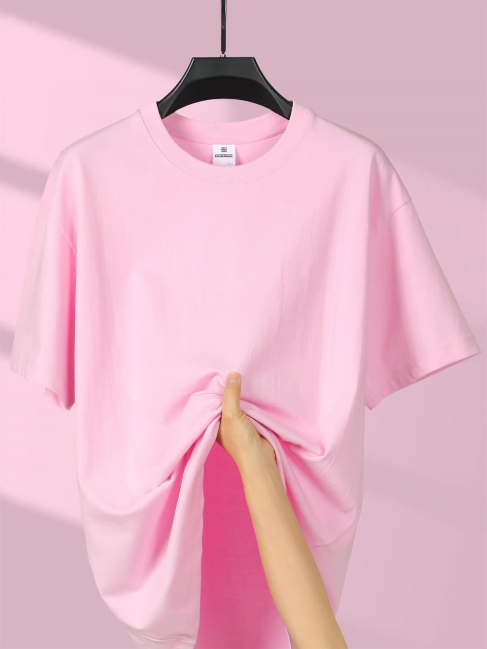 Cross-border large drop shoulder trendy brand round neck Guose series 32-count double yarn 260g/㎡ short-sleeved T-shirt for both men and women, men's short-sleeved trendy T-shirt, fashionable, casual, comfortable and breathable T-shirt detail image 5