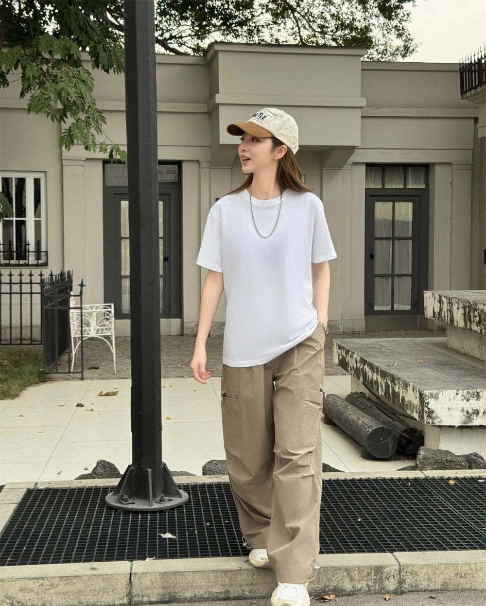 Cross-border 32-piece 200g/㎡ 5A antibacterial combed pure cotton European size off-the-shoulder loose style short-sleeved T-shirt, trendy clothing, fashionable casual T-shirt, simple and elegant short-sleeved trendy T-shirt for men detail image 14