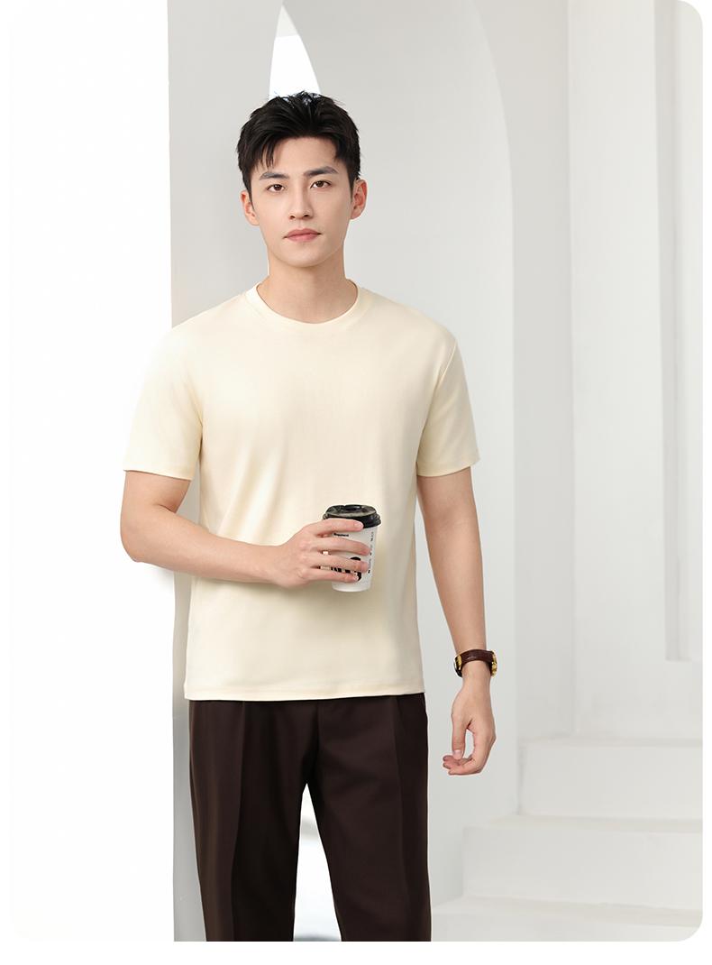 Cross-border three-proof white T-shirt, long-staple cotton round-neck T-shirt, 50 counts, combed tight weave, 230g/㎡ three-proof fabric, short-sleeved T-shirt, trendy new style, fashionable and casual T-shirt, short-sleeved trendy summer new product detail image 12
