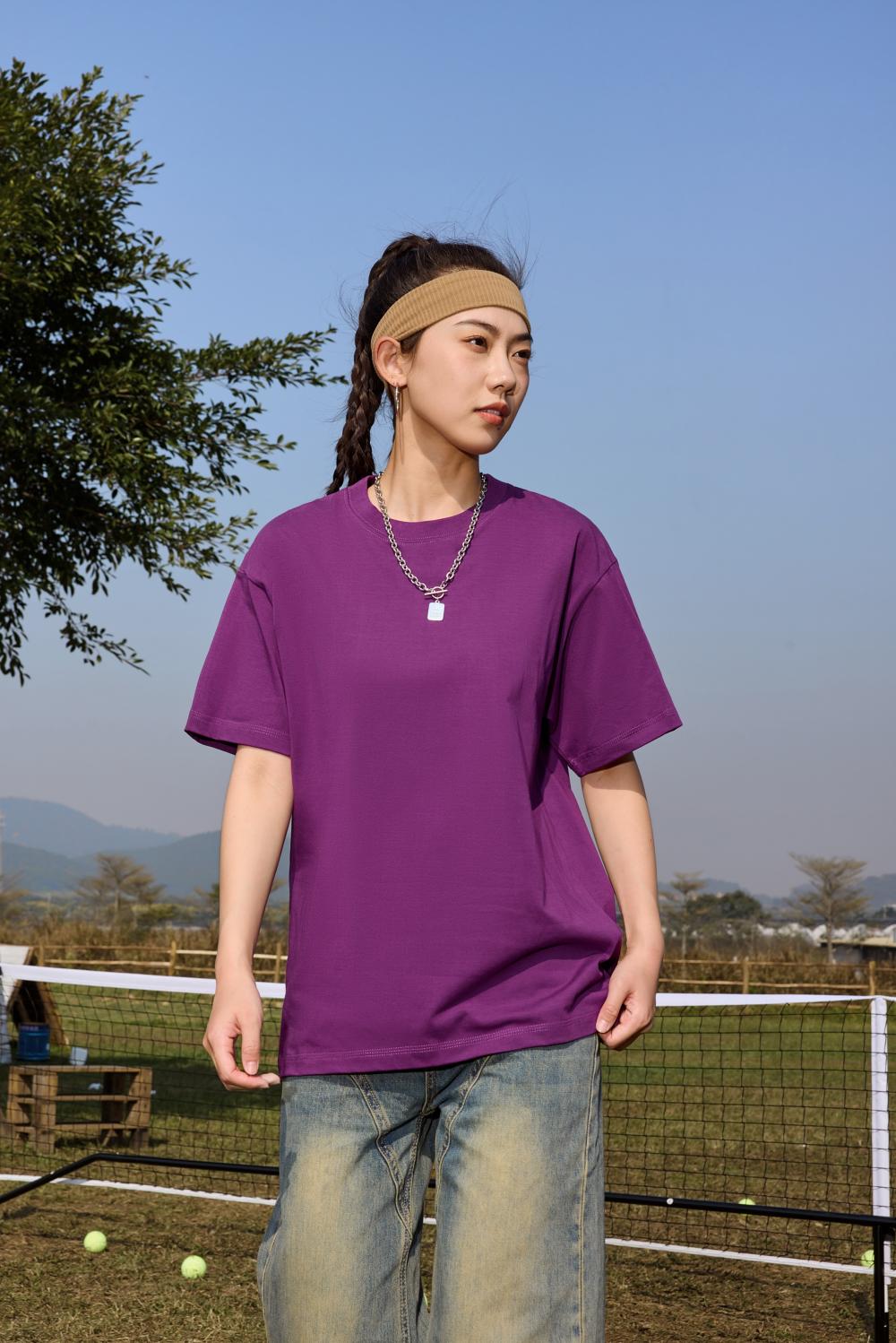 Cross-border large drop shoulder trendy brand round neck Guose series 32-count double yarn 260g/㎡ short-sleeved T-shirt for both men and women, men's short-sleeved trendy T-shirt, fashionable, casual, comfortable and breathable T-shirt detail image 19