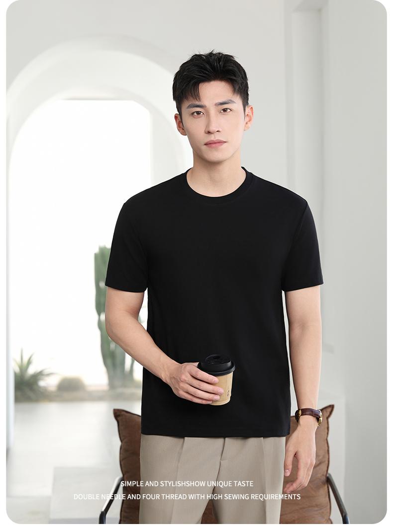 Cross-border three-proof white T-shirt, long-staple cotton round-neck T-shirt, 50 counts, combed tight weave, 230g/㎡ three-proof fabric, short-sleeved T-shirt, trendy new style, fashionable and casual T-shirt, short-sleeved trendy summer new product detail image 19