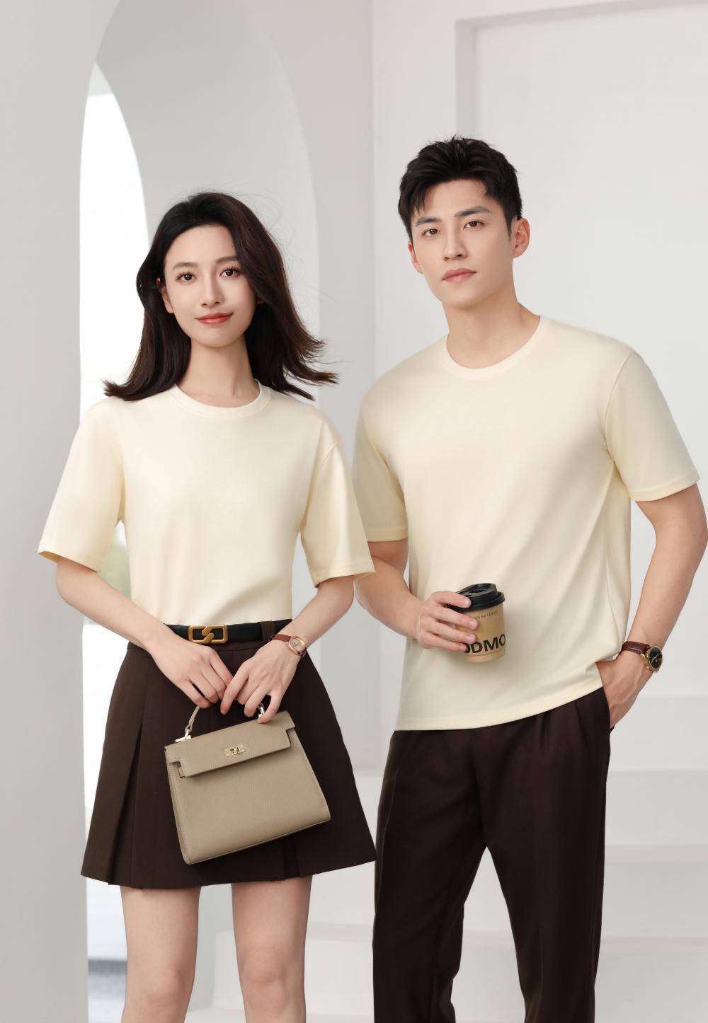 Cross-border Solona Silk Cotton Sand Washing Series 240g/㎡ short-sleeved T-shirt, trendy men's and women's clothing, short-sleeved trendy T-shirt, short-sleeved trendy fashion casual T-shirt, Summer new style