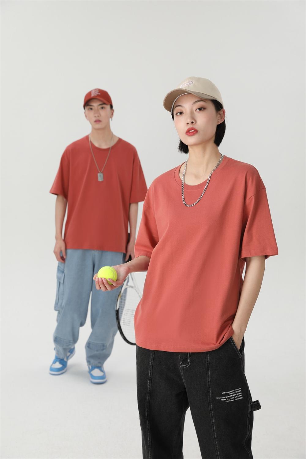 240g/㎡ fabric 100% combed pure cotton short-sleeved T-shirt, a trendy men's and women's same simple and fashionable clothing, comfortable and breathable. Summer short-sleeved T-shirt, a trendy style detail image 12