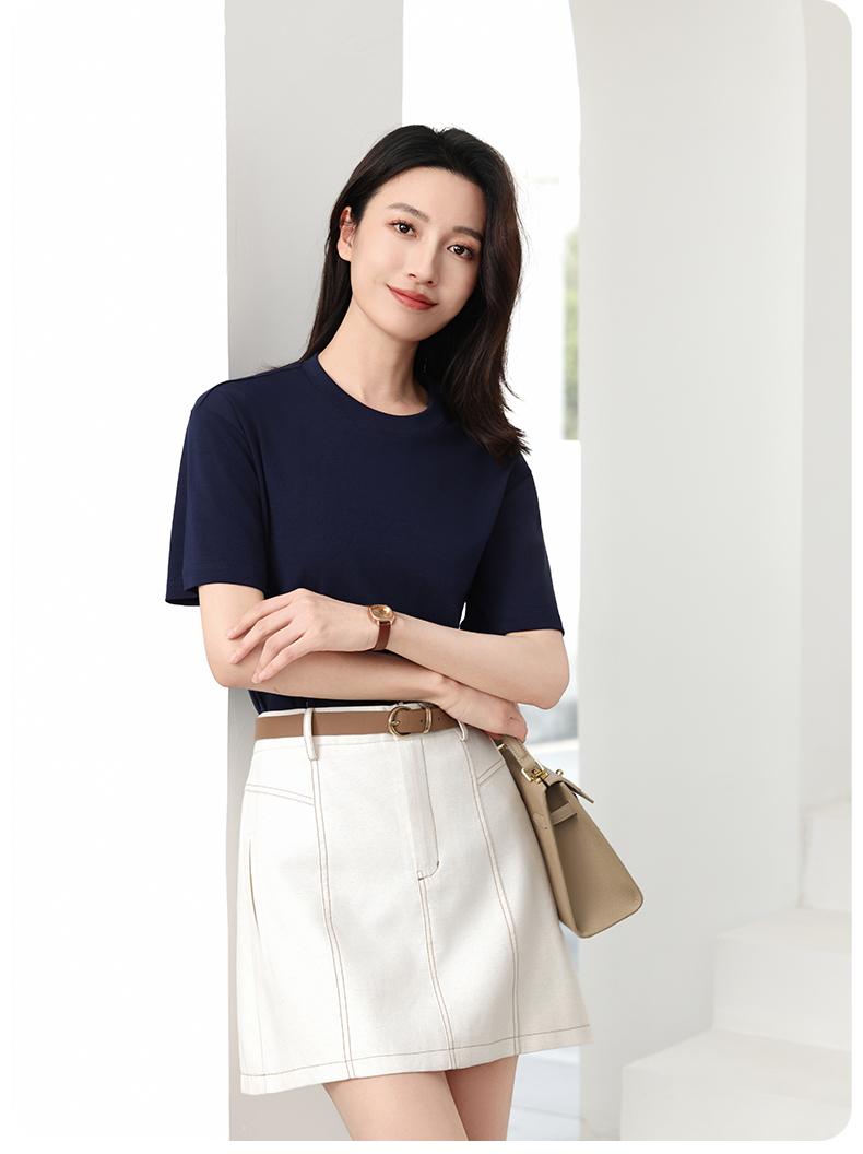 Cross-border three-proof white T-shirt, long-staple cotton round-neck T-shirt, 50 counts, combed tight weave, 230g/㎡ three-proof fabric, short-sleeved T-shirt, trendy new style, fashionable and casual T-shirt, short-sleeved trendy summer new product detail image 16