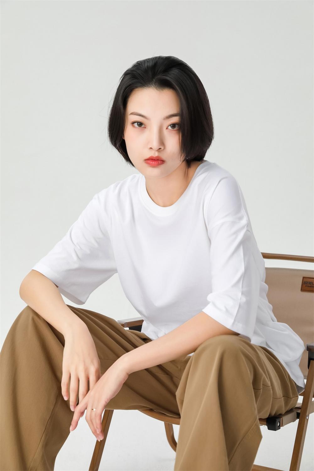 Cross-border Xinjiang combed cotton 260g/㎡ new short-sleeved T-shirt for both men and women, fashionable and casual, simple and comfortable short-sleeved trendy T-shirt for both men and women Specification image