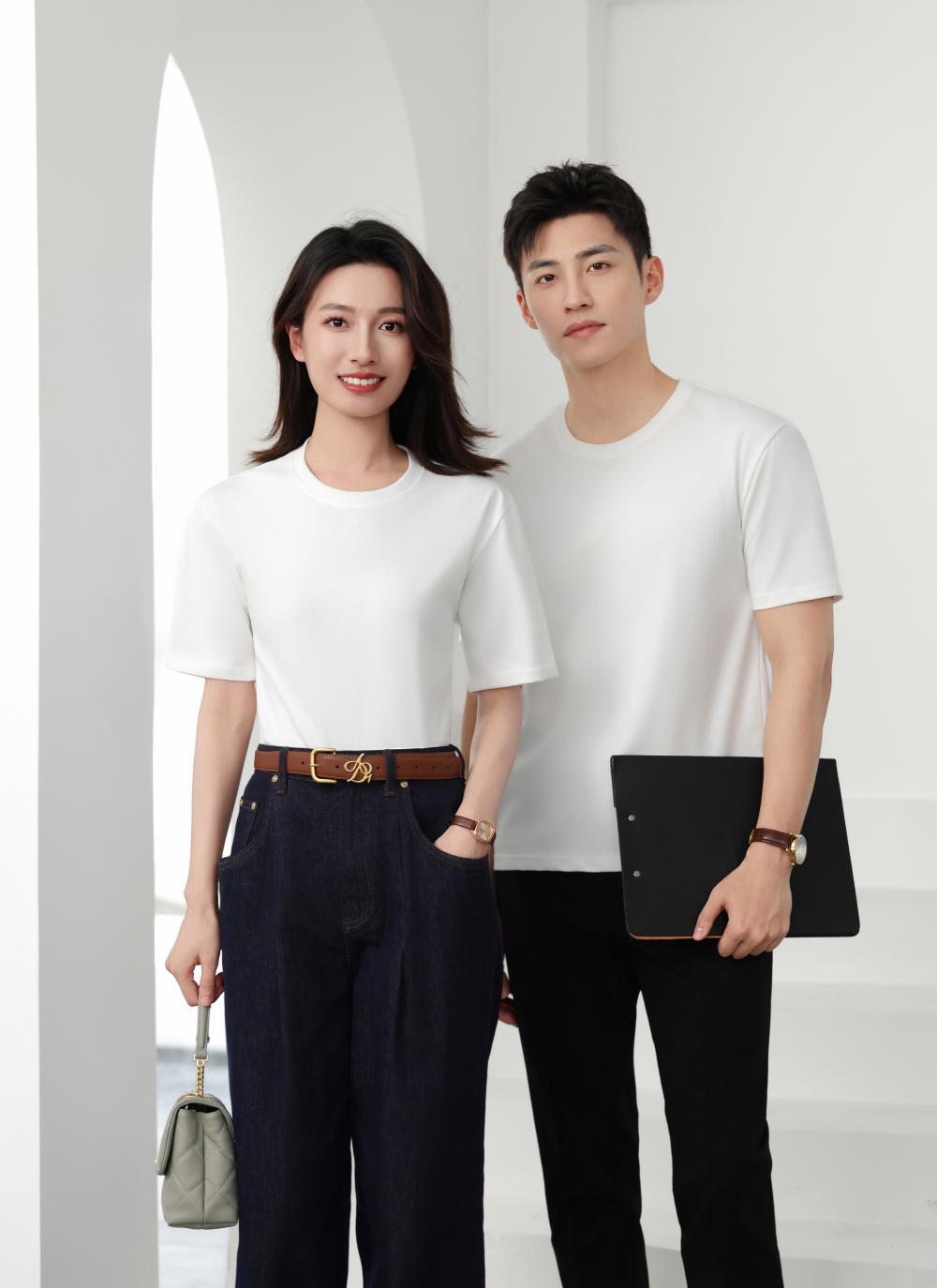 Cross-border Solona Silk Cotton Sand Washing Series 240g/㎡ short-sleeved T-shirt, trendy men's and women's clothing, short-sleeved trendy T-shirt, short-sleeved trendy fashion casual T-shirt, Summer new style detail image 13