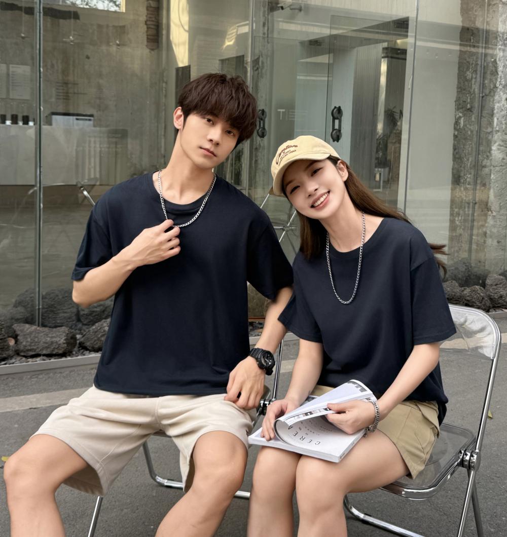 Cross-border 32-piece 200g/㎡ 5A antibacterial combed pure cotton European size off-the-shoulder loose style short-sleeved T-shirt, trendy clothing, fashionable casual T-shirt, simple and elegant short-sleeved trendy T-shirt for men detail image 15