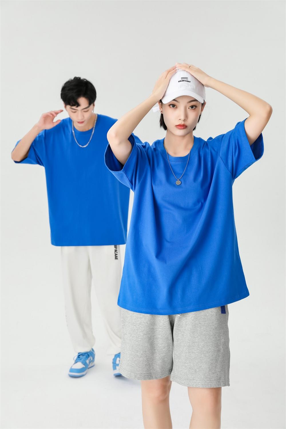 跨境新疆精梳棉260g/㎡新款短袖T恤 男女同款潮流衣服 时尚休闲男女同款T恤 简约舒适短袖潮流T恤