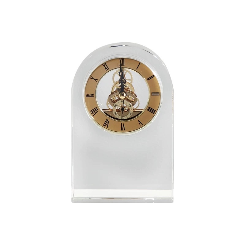 水晶座钟轻奢时钟装饰摆件台式家用床头客厅书房办公室家居摆件水晶时钟工艺品摆件