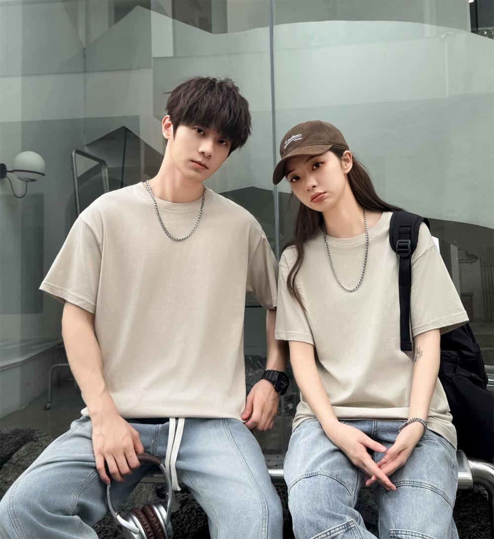 Cross-border 32-piece 200g/㎡ 5A antibacterial combed pure cotton European size off-the-shoulder loose style short-sleeved T-shirt, trendy clothing, fashionable casual T-shirt, simple and elegant short-sleeved trendy T-shirt for men detail image 17