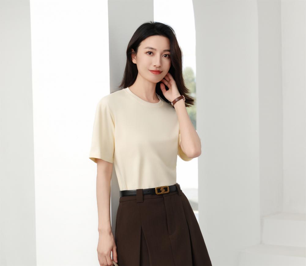 Cross-border Solona Silk Cotton Sand Washing Series 240g/㎡ short-sleeved T-shirt, trendy men's and women's clothing, short-sleeved trendy T-shirt, short-sleeved trendy fashion casual T-shirt, Summer new style detail image 10