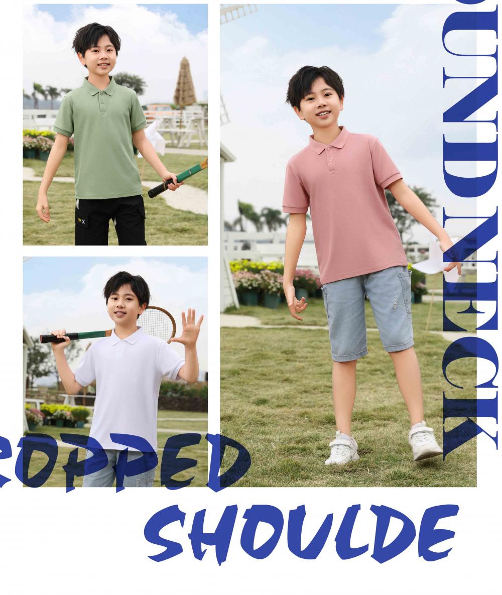 Cross-Border Children's Polo Shirts 200G/㎡ Long-Staple Cotton, New Short-Sleeved Collared Polo Shirts For Both Men And Women, Fashionable And Casual Polo Shirts For Both Men And Women, Simple, Comfortable And Trendy Polo Shirts undefined