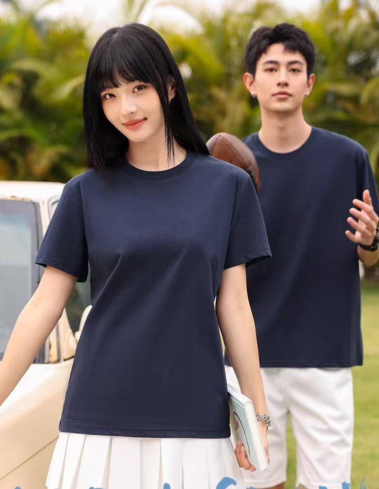 Cross-border cotton spandex ice ion fiber round-neck new short-sleeved T-shirt for both men and women, fashionable and casual, simple and comfortable short-sleeved trendy T-shirt for both men and women Specification image