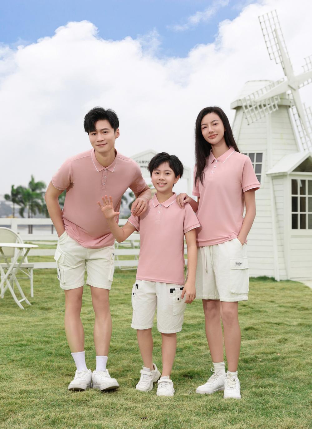 Cross-Border Children's Clothing 230G/㎡ 40-Count Selwei Fiber Imitation Cotton Famous Shirt Series New Short-Sleeved Collared Polo For Men And Women, Fashionable And Casual Polo, Simple And Comfortable Short-Sleeved Trendy Polo
