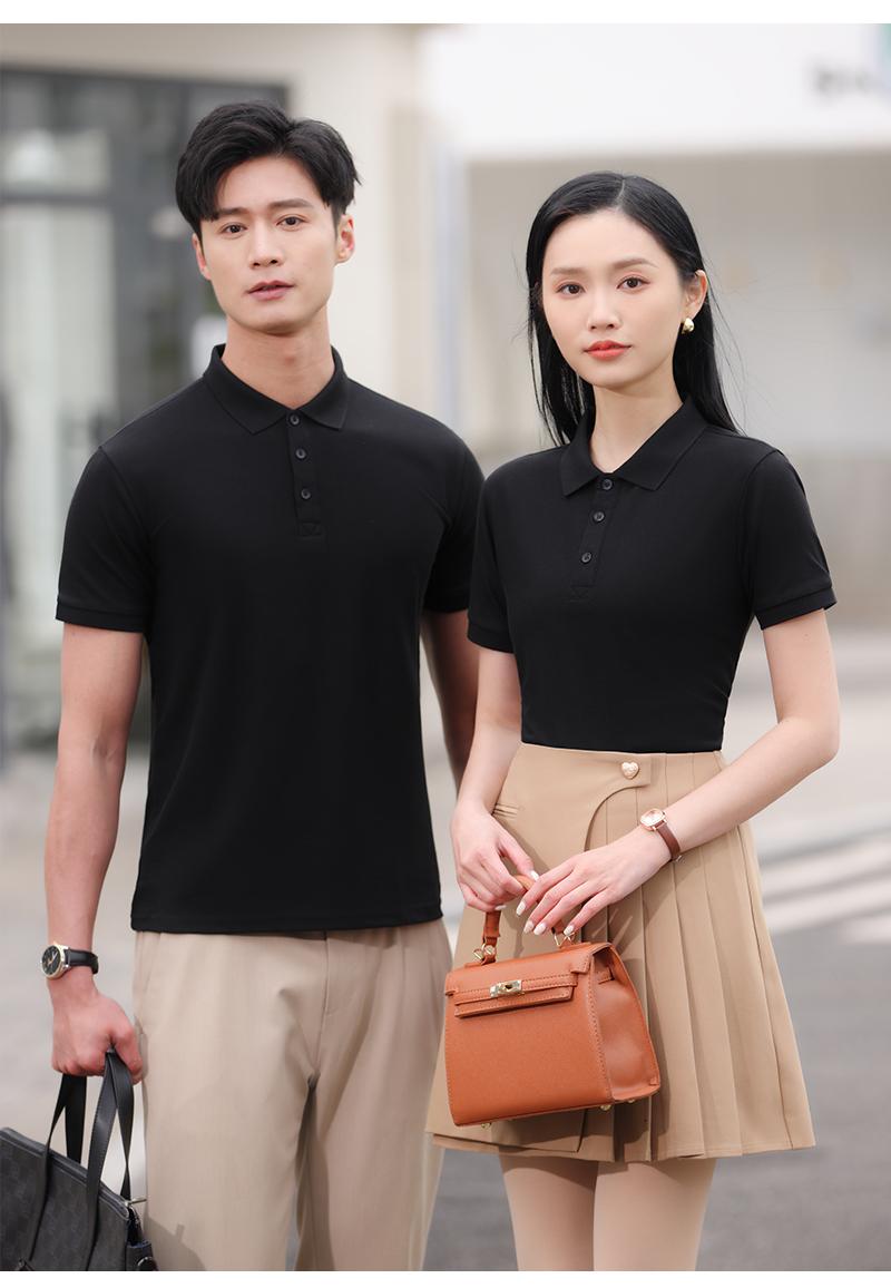 Cross-border adult polo shirt 200g/㎡ long-staple cotton new short-sleeved lapel polo for both men and women, fashionable and casual polo for both men and women, simple, comfortable and trendy polo