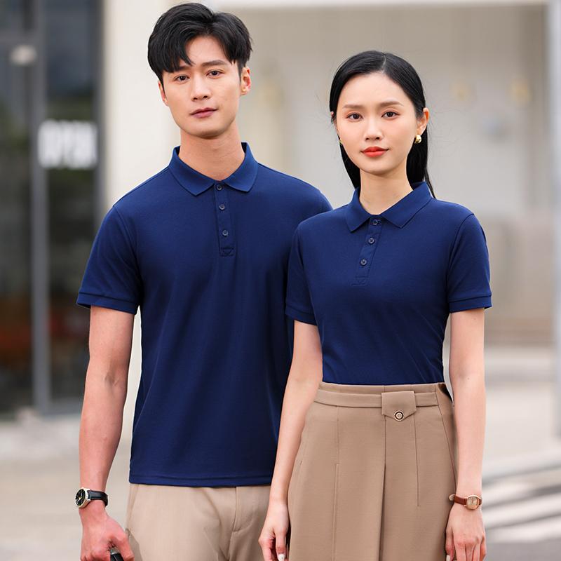 Cross-border adult polo shirt 200g/㎡ long-staple cotton new short-sleeved lapel polo for both men and women, fashionable and casual polo for both men and women, simple, comfortable and trendy polo details Picture