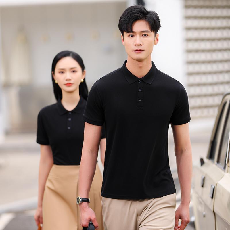 Cross-border adult polo shirt 200g/㎡ long-staple cotton new short-sleeved lapel polo for both men and women, fashionable and casual polo for both men and women, simple, comfortable and trendy polo Specification image