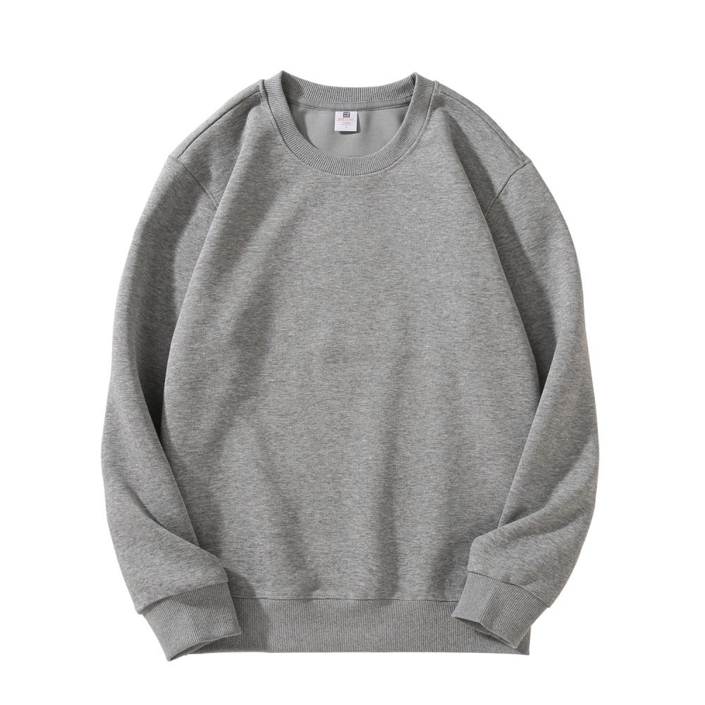 Cross-border cotton composite milk silk 300g/㎡ solid color round neck sweatshirt, outdoor sports casual wear, lightweight and breathable sports sweatshirt for men and women, new trendy style for autumn and winter