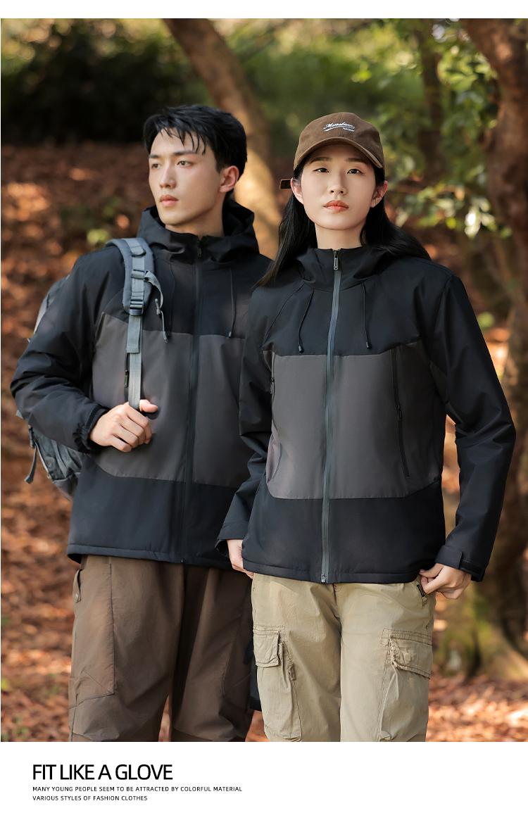 Cross-border one-piece thickened down cotton outdoor sportswear, hooded down jacket and pants set for both men and women, down jacket Jackets windproof, waterproof and breathable outdoor clothing detail image 18