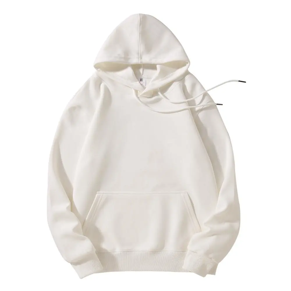 Cross-border cotton composite milk silk 300g/㎡ solid color hoodie, sweatshirt, sports outdoor casual wear, lightweight and breathable sports sweatshirt for men and women, new trendy styles for autumn and winter detail image 2