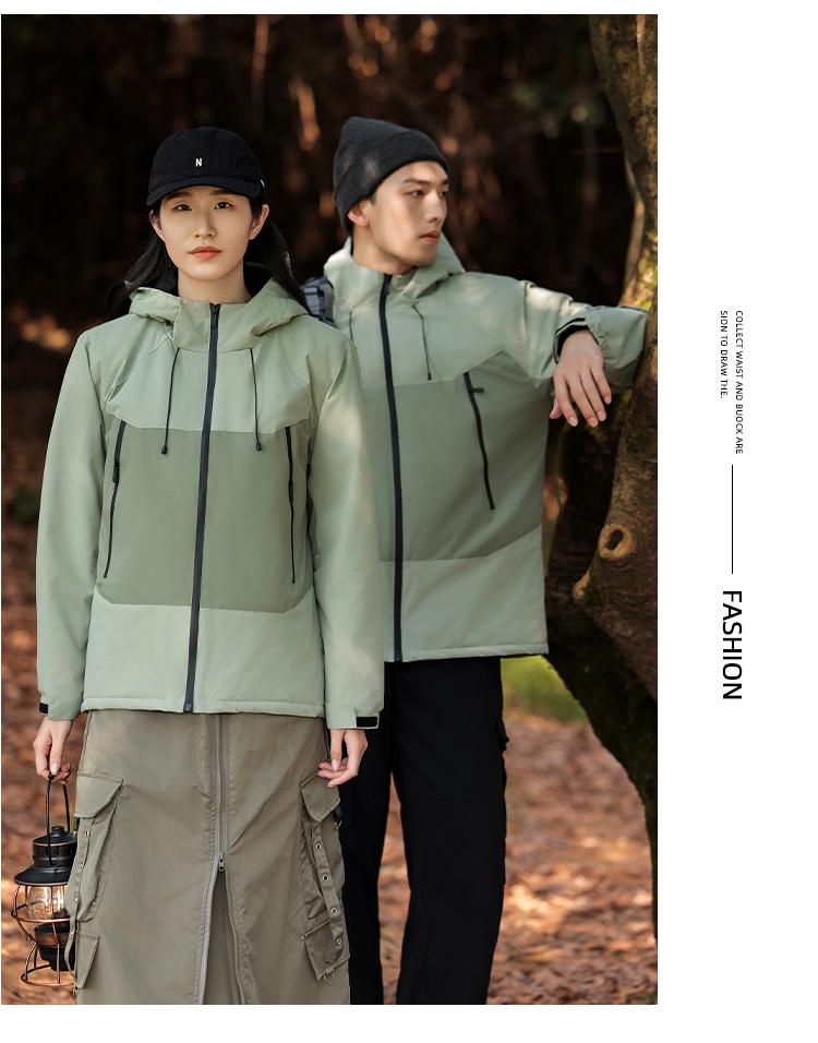 Cross-border one-piece thickened down cotton outdoor sportswear, hooded down jacket and pants set for both men and women, down jacket Jackets windproof, waterproof and breathable outdoor clothing