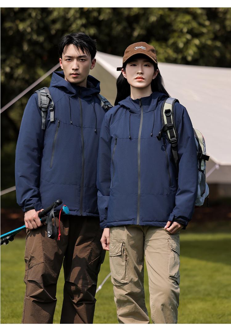 Cross-border one-piece thickened down cotton outdoor sportswear, hooded down jacket and pants set for both men and women, down jacket Jackets windproof, waterproof and breathable outdoor clothing detail image 19