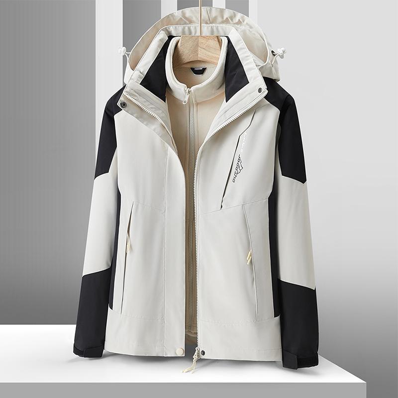 跨境三防科技三合一抗静电户外运动服饰男女同款连帽冲锋衣裤套装 冲锋衣Jackets 防风防雨户外服装专业装备