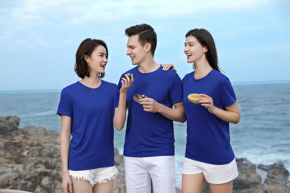 Cross-border Yinglang Solid Color 210g/㎡ ice ion cotton Amlane series New short-sleeved T-shirt for men and women, fashionable and casual, simple and comfortable short-sleeved trendy T-shirt for men and women detail image 13