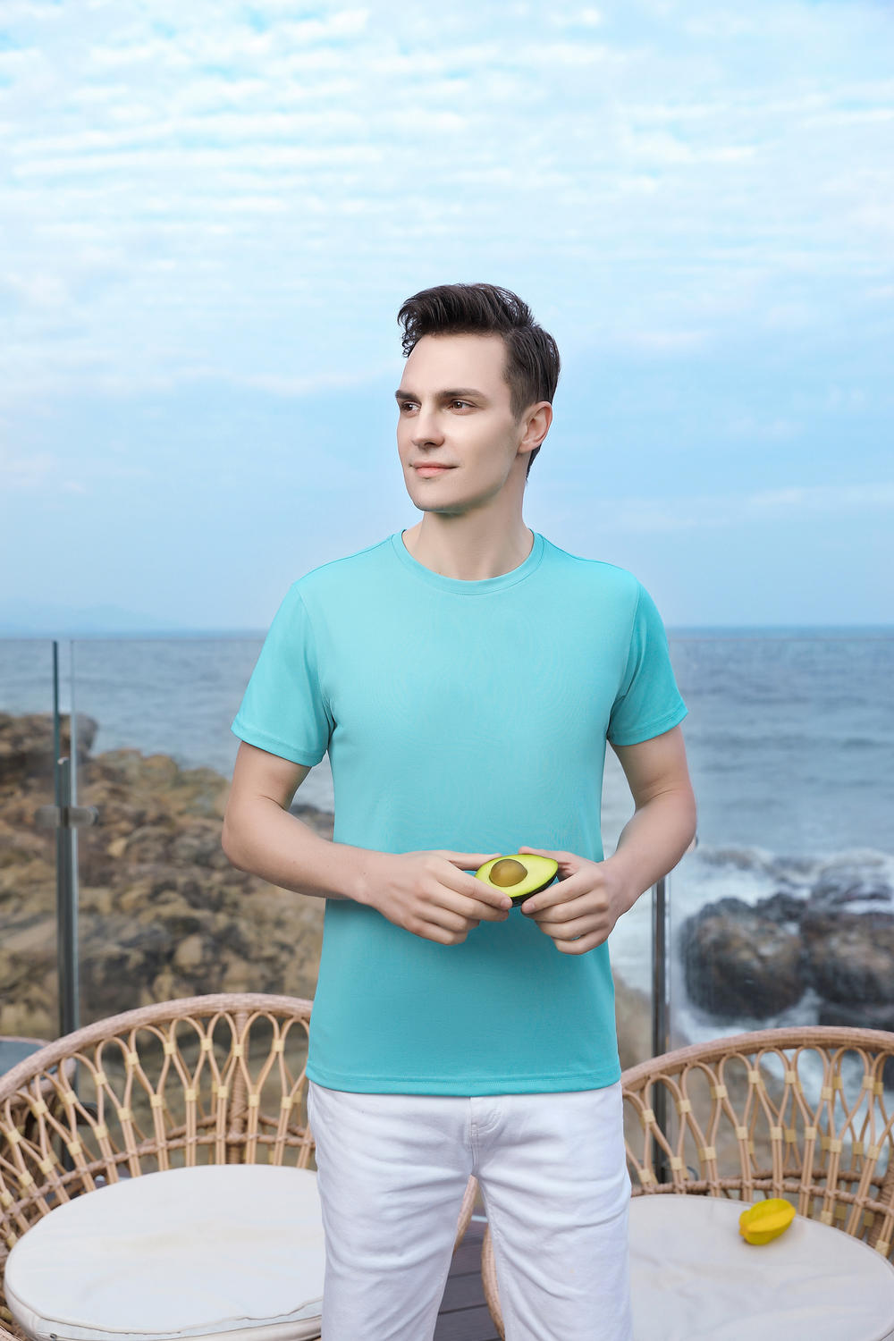 Cross-border Yinglang Solid Color 210g/㎡ ice ion cotton Amlane series New short-sleeved T-shirt for men and women, fashionable and casual, simple and comfortable short-sleeved trendy T-shirt for men and women detail image 7