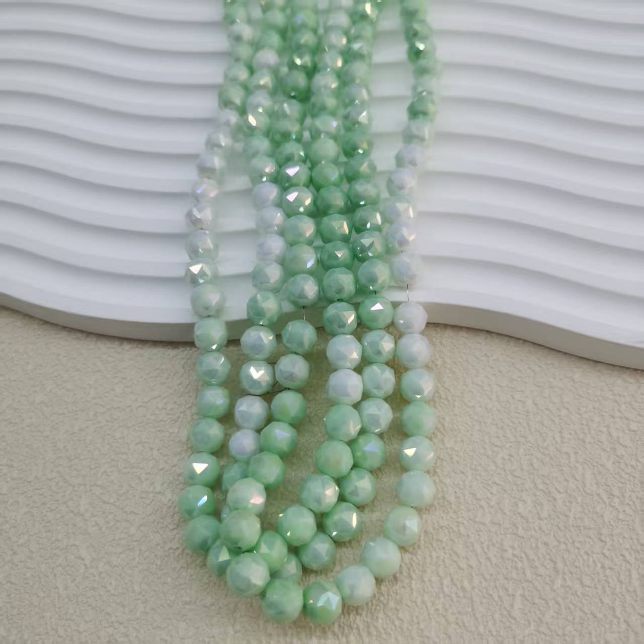 8mm绿色花球水晶切面混色圆珠 diy材料手链项链饰品散珠配件 细节图