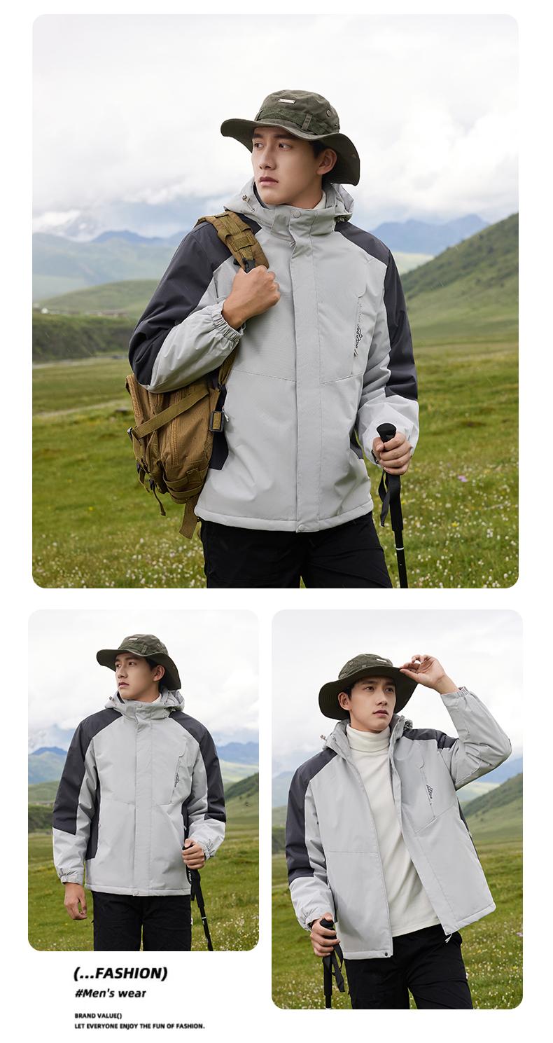 Cross-border graphene waterproof and wear-resistant couple one-piece thickened cotton clothing, outdoor sportswear, men 's hooded windbreaker pants set, women' s windbreaker Jackets windproof, waterproof and breathable outdoor clothing detail image 16