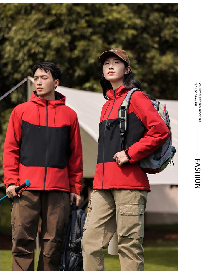 Cross-border one-piece thickened down cotton outdoor sportswear, hooded down jacket and pants set for both men and women, down jacket Jackets windproof, waterproof and breathable outdoor clothing detail image 20