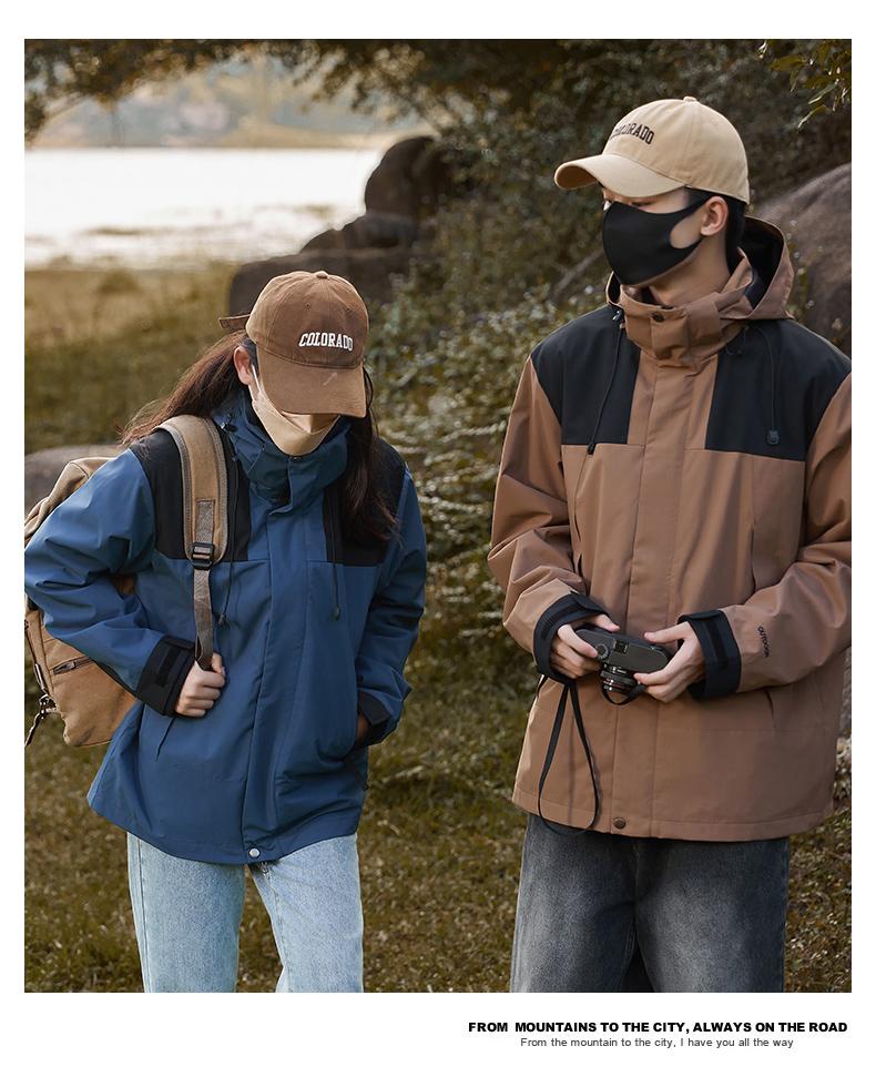 Cross-border three-in-one super soft down jacket, outdoor sportswear, men 's hooded down jacket and women' s down jacket Jackets windproof, rainproof and breathable outdoor clothing details Picture