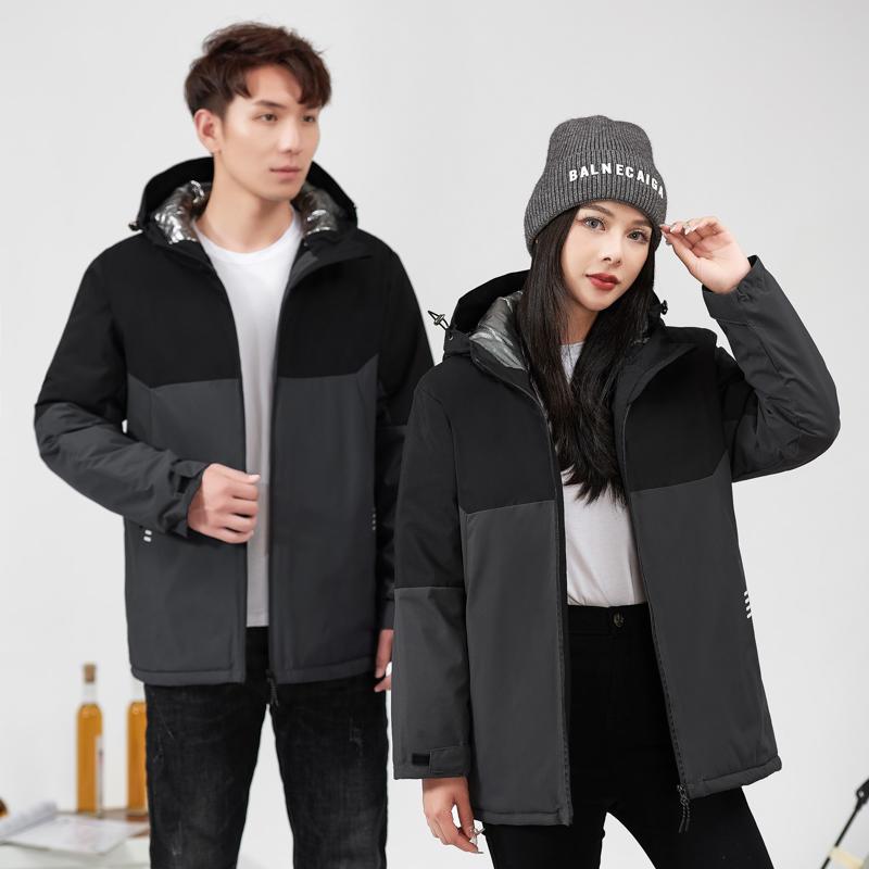 Cross-border graphene technology couple color one-piece fleece outdoor sportswear men 's same style hooded down jacket and pants set men' s women 's down jacket Jackets windproof, waterproof and breathable outdoor clothing detail image 19