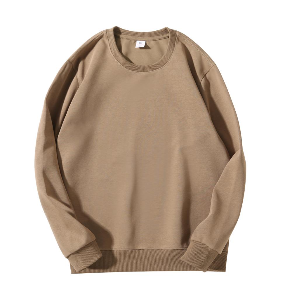 Cross-border cotton composite milk silk 300g/㎡ solid color round neck sweatshirt, outdoor sports casual wear, lightweight and breathable sports sweatshirt for men and women, new trendy style for autumn and winter detail image 11