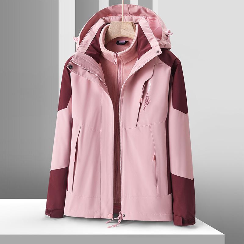 跨境三防科技三合一抗静电户外运动服饰男女同款连帽冲锋衣裤套装 冲锋衣Jackets 防风防雨户外服装专业装备细节图