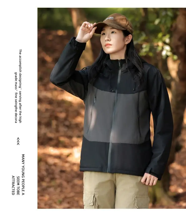 Cross-border one-piece thickened down cotton outdoor sportswear, hooded down jacket and pants set for both men and women, down jacket Jackets windproof, waterproof and breathable outdoor clothing detail image 15