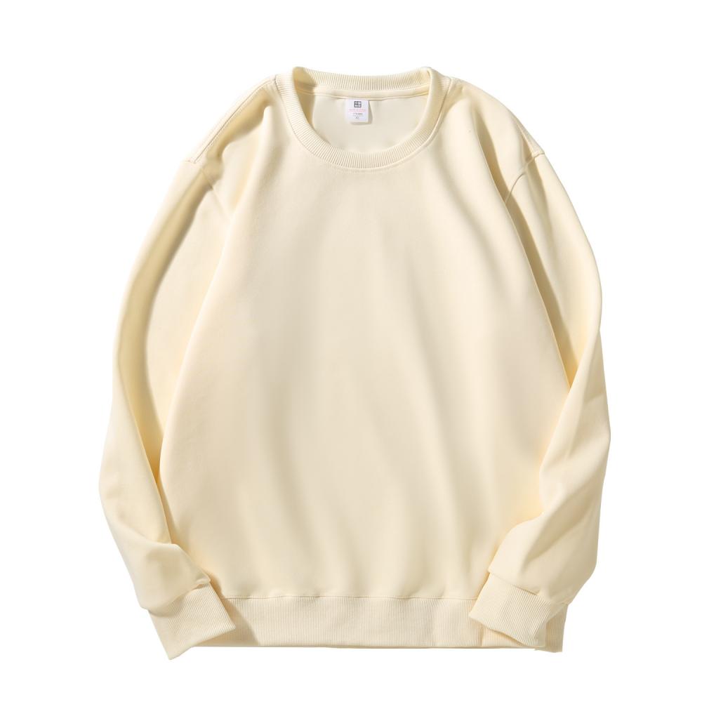 Cross-border cotton composite milk silk 300g/㎡ solid color round neck sweatshirt, outdoor sports casual wear, lightweight and breathable sports sweatshirt for men and women, new trendy style for autumn and winter details Picture