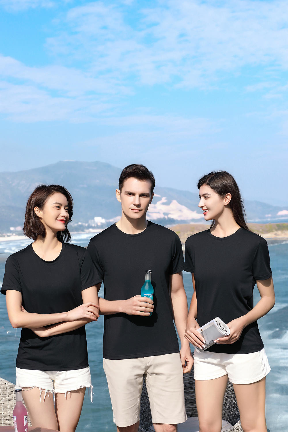 Cross-border Yinglang Solid Color 210g/㎡ ice ion cotton Amlane series New short-sleeved T-shirt for men and women, fashionable and casual, simple and comfortable short-sleeved trendy T-shirt for men and women detail image 12