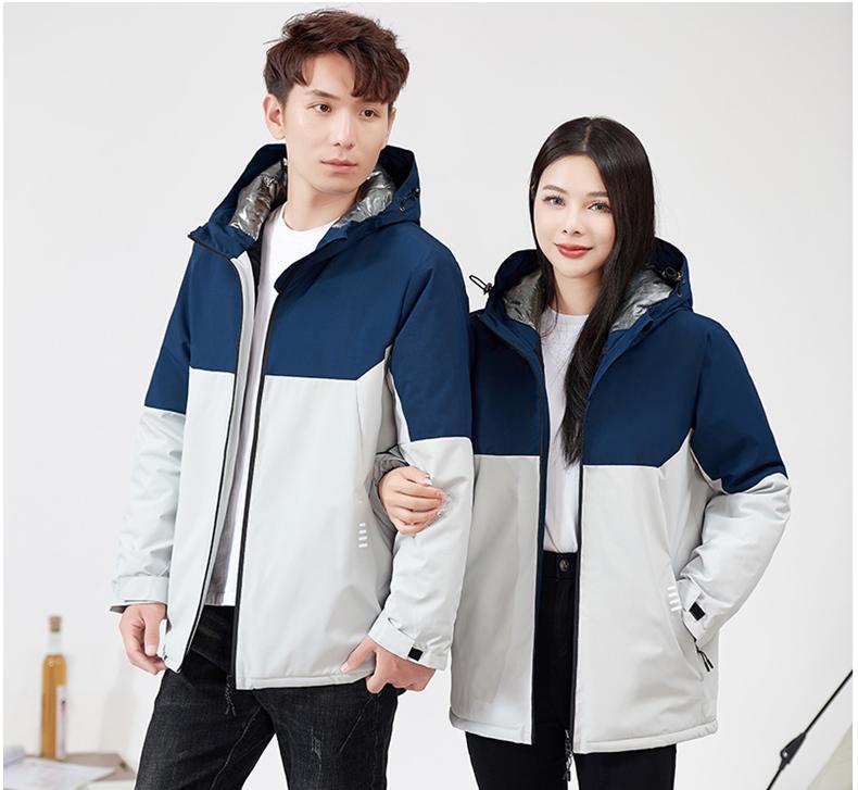 Cross-border graphene technology couple color one-piece fleece outdoor sportswear men 's same style hooded down jacket and pants set men' s women 's down jacket Jackets windproof, waterproof and breathable outdoor clothing Specification image