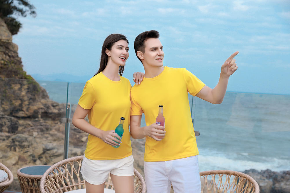Cross-border Yinglang Solid Color 210g/㎡ ice ion cotton Amlane series New short-sleeved T-shirt for men and women, fashionable and casual, simple and comfortable short-sleeved trendy T-shirt for men and women detail image 8