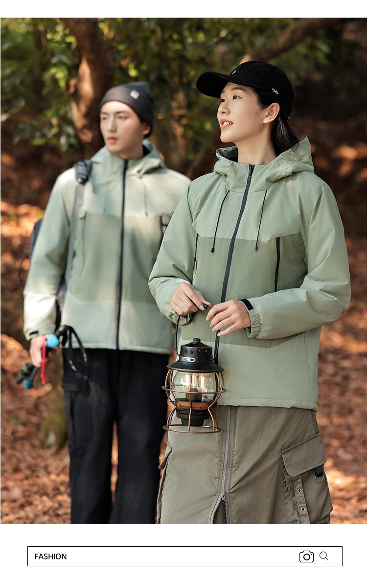 Cross-border one-piece thickened down cotton outdoor sportswear, hooded down jacket and pants set for both men and women, down jacket Jackets windproof, waterproof and breathable outdoor clothing detail image 14