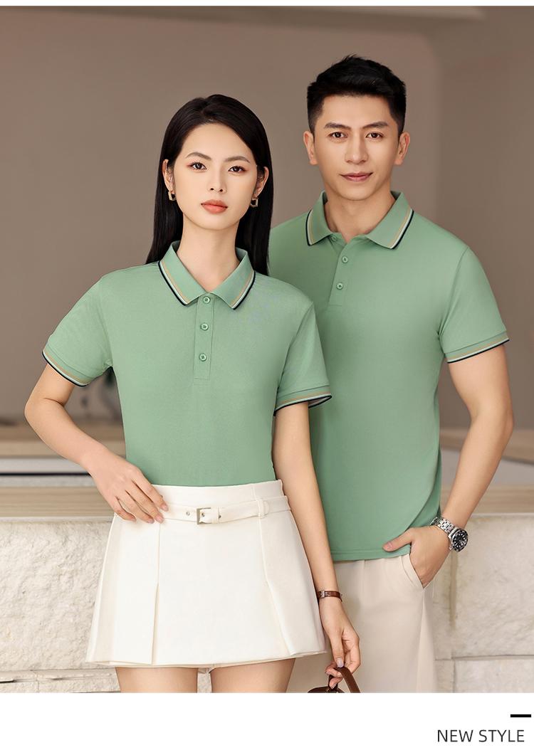 New short-sleeved lapel polo shirt for both men and women, featuring cross-border ice-oxygen cotton color-blocked fine beads. Fashionable and casual polo shirt for both men and women, simple and comfortable. Short-sleeved trendy polo shirt detail image 18