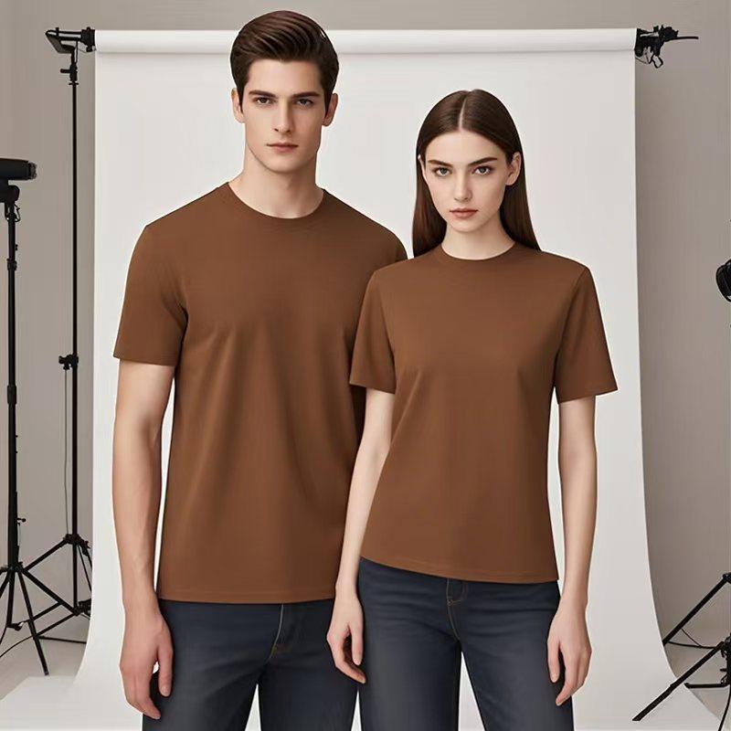 Cross-Border 26-Spindle Spun Yarn 180G/㎡ Combed Tight Interlocking Pure Cotton Short-Sleeved T-Shirt, A Fashionable Outfit For Both Men And Women, Short-Sleeved Casual And Comfortable T-Shirt For Men, New Style Of Men's T-Shirt undefined